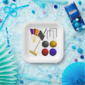Croquet Equipment Set Mallet Balls Hoops Papieren Bordje (Feest)