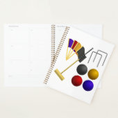 Croquet Equipment Set Mallet Balls Hoops Planner (Display)