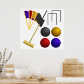 Croquet Equipment Set Mallet Balls Hoops Poster (Keuken)