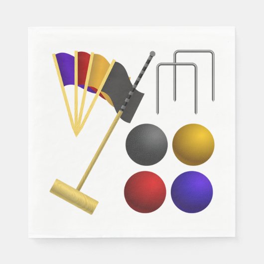 Croquet Equipment Set Mallet Balls Hoops Servet (Voorkant)