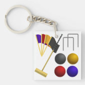Croquet Equipment Set Mallet Balls Hoops Sleutelhanger (Voorkant)