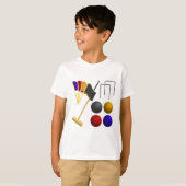 Croquet Equipment Set Mallet Balls Hoops T-shirt (Voorkant volledig)