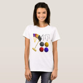 Croquet Equipment Set Mallet Balls Hoops T-shirt (Voorkant volledig)