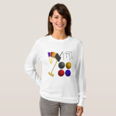 Croquet Equipment Set Mallet Balls Hoops T-shirt (Voorkant volledig)