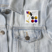 Croquet Equipment Set Mallet Balls Hoops Vierkante Button 5,1 Cm (In situ)