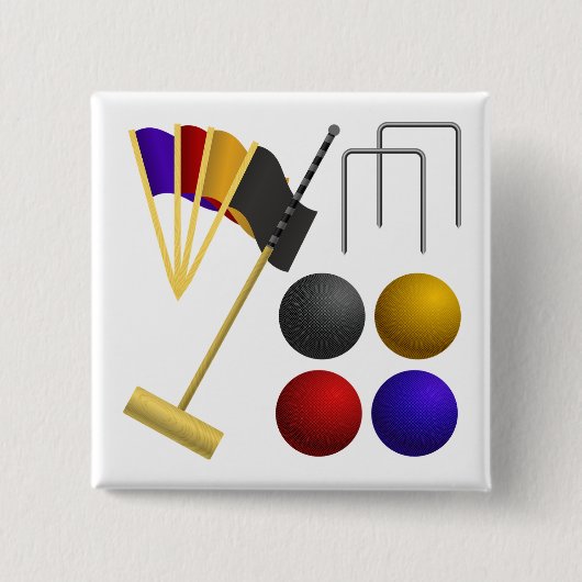 Croquet Equipment Set Mallet Balls Hoops Vierkante Button 5,1 Cm (Voorkant)