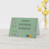 Croquet Game Custom Birthday Kaart (Gele Bloem)