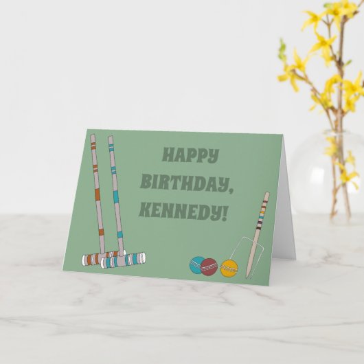 Croquet Game Custom Birthday Kaart (Gele Bloem)