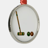 Croquet Mallet en Balls Metalen Ornament (Rechts)
