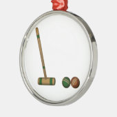 Croquet Mallet en Balls Metalen Ornament (Links)
