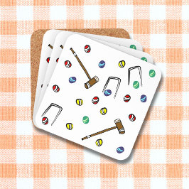 Croquet Mallets Wickets Hand-geïllustreerd gazon s Bier Onderzetter