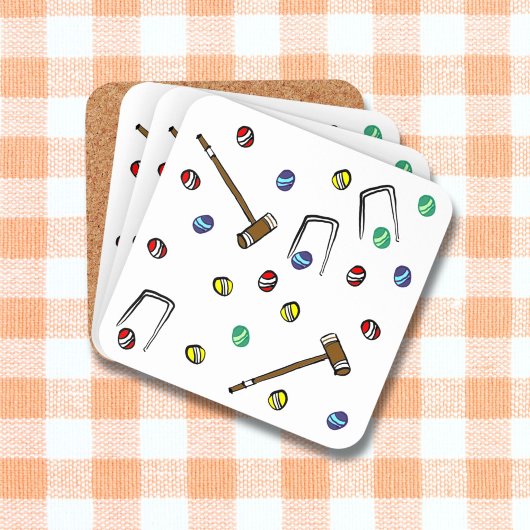 Croquet Mallets Wickets Hand-geïllustreerd gazon s Bier Onderzetter