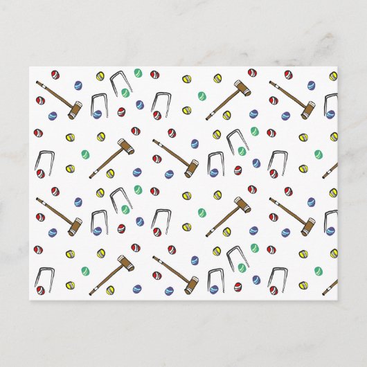 Croquet Pattern Cute Hand-Drawn Boho Picnic Game Briefkaart (Voorkant)