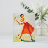 Croquet Pin Up Briefkaart (Staand voorkant)