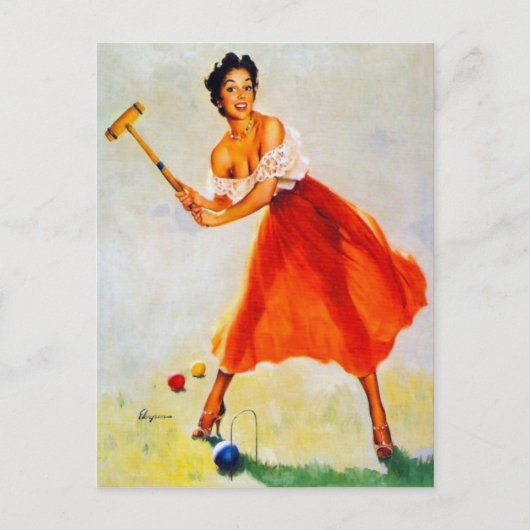Croquet Pin Up Briefkaart (Voorkant)