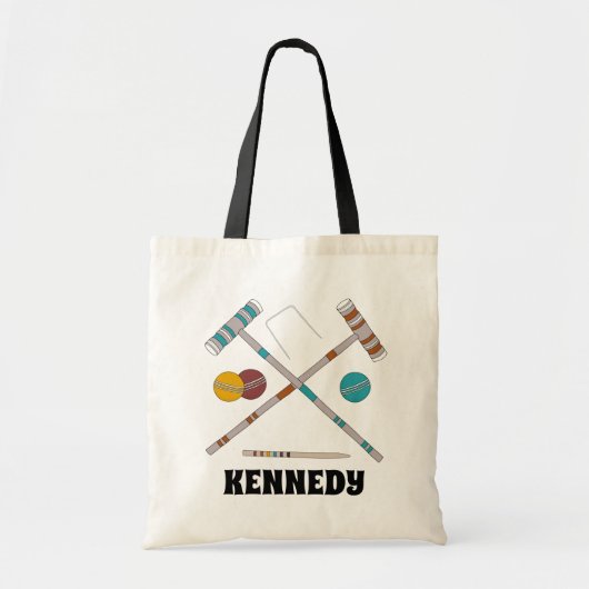 Croquet Set, Lawn Games, aangepast Tote Bag (Voorkant)
