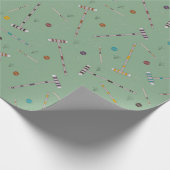 Croquet Set Lawn Games Jade Green Patterned Cadeaupapier (Hoek)