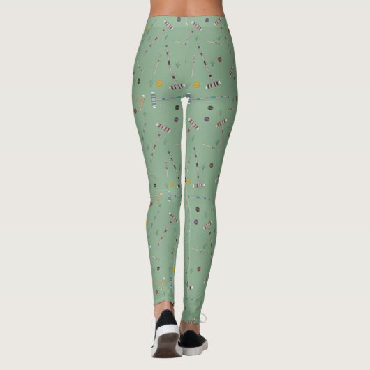 Croquet Set Lawn Games Jade Green Patterned Leggings (Achterkant)