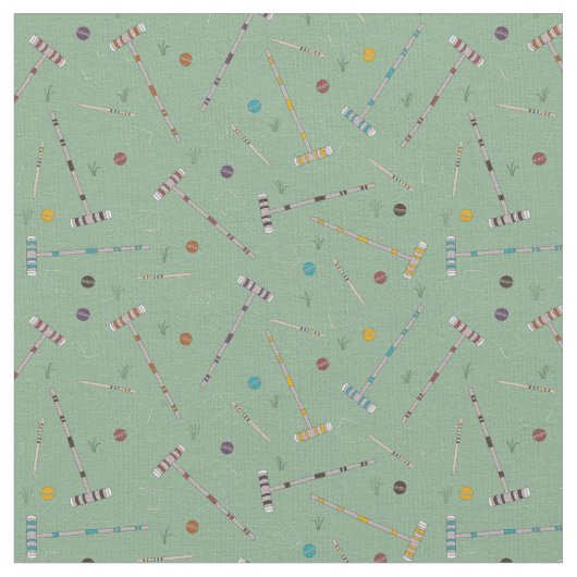 Croquet Set Lawn Games Jade Green Patterned Stof (Close Up)