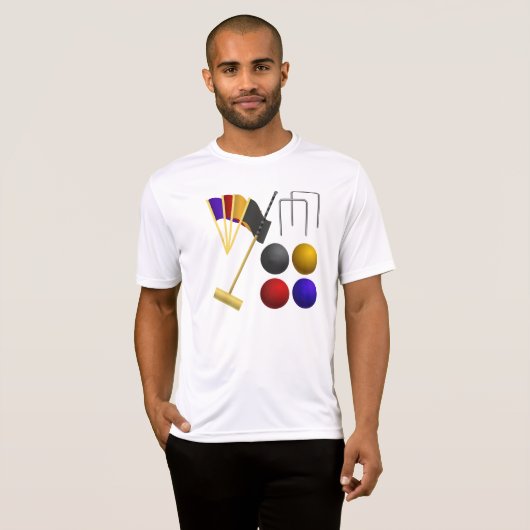 Croquet Set Mannen werkzame T-shirt (Voorkant volledig)