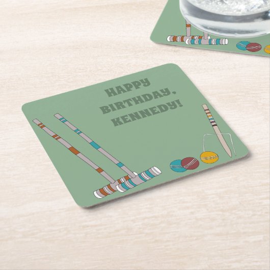 Croquet set, Yard Game Custom Outdoor Party Kartonnen Onderzetters (Schuin)