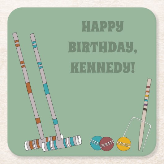 Croquet set, Yard Game Custom Outdoor Party Kartonnen Onderzetters (Voorkant)