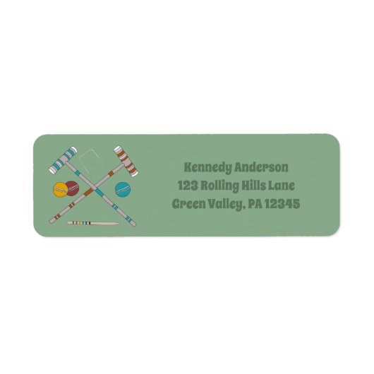 Croquet Vastgestelde het groene Adres van de Terug Etiket (Voorkant)