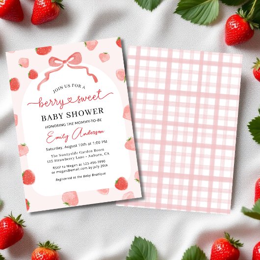 Croquette Berry Sweet Bow Aardbei Baby shower Kaart