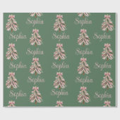 Croquette Bow Christmas Tree Personalized Name Cadeaupapier (Vlak)