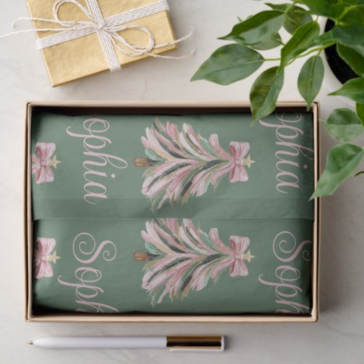 Croquette Bow Christmas Tree Personalized Name Tissuepapier (Geschenk)