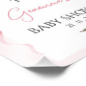 Croquette Pink Bow Arch Baby shower Welkomstbord Foto Afdruk (Hoek)