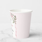 Croquette Pink Bow Floral Baby shower Papieren Bekers (Links)