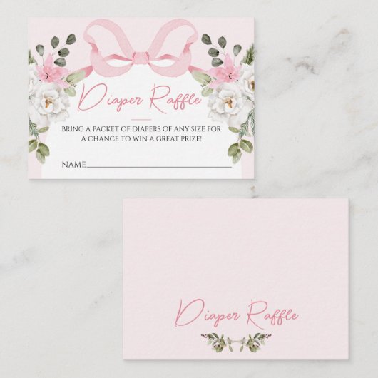 Croquette Roze Baby shower Boog Luier Raffle Kaart Visitekaartje (Voorkant / Achterkant)