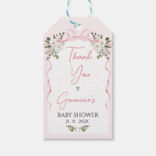 Croquette Roze Bow Arch Baby shower Gift Label Cadeaulabel