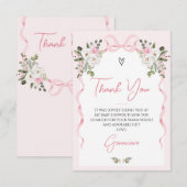Croquette Roze Bow Arch Winter Floral Baby shower Bedankkaart (Voorkant / Achterkant)