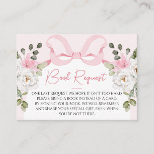 Croquette Roze Bow Baby shower Boek Verzoek Invoeg Visitekaartje