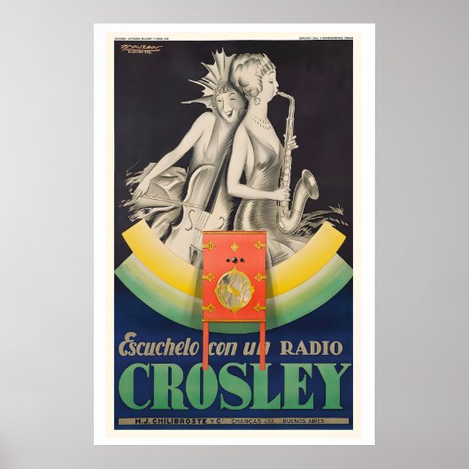 Crosley Radio Vintage reclameposter door Poster (Voorkant)