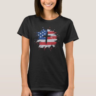 Cross-American Flag Christelijke Mannen T-shirt