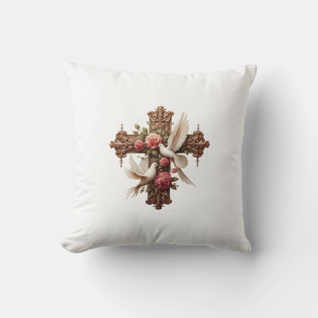 Cross and Doves PNG Clipart - Religious Christian Kussen (Voorkant)