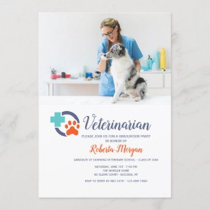 Cross and Paw Veterinarian Foto Afstudeerfeest Kaart