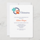 Cross and Paw Veterinarian Graduation Party Kaart (Voorkant)