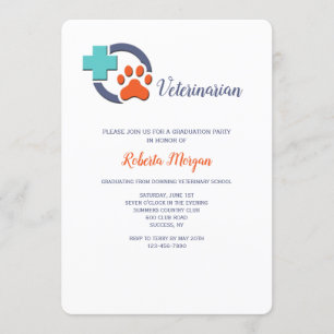 Cross and Paw Veterinarian Graduation Party Kaart