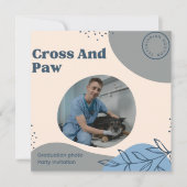 Cross And Paw Veterinarian Photo Graduation Party Kaart (Voorkant)