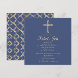 Cross and Quatrefoil First Community Invitation Kaart