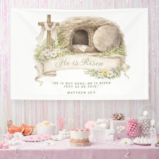 Cross and Tomb | Resurrection Day Spandoek (Feest)