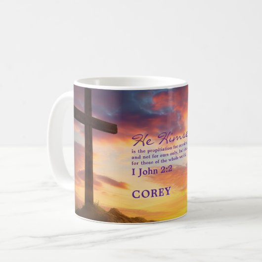 Cross at Dusk Schrift gepersonaliseerd Koffiemok (Voorkant links)