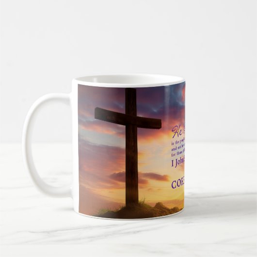 Cross at Dusk Schrift gepersonaliseerd Koffiemok (Links)