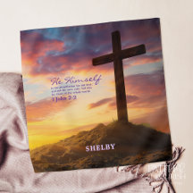 Cross at Dusk Scripture Gepersonaliseerde zakdoek