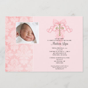 Cross Baby Girl Foto Baptisme Kaart