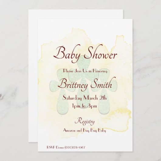 Cross Baby shower Uitnodiging (Voorkant / Achterkant)